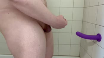 Chris Violet's Shower Solo: Big Cock Masturbation Ends in Cum-Drenched Dildo
