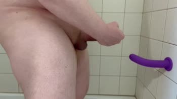 Chris Violet's Shower Solo: Big Cock Masturbation Ends in Cum-Drenched Dildo