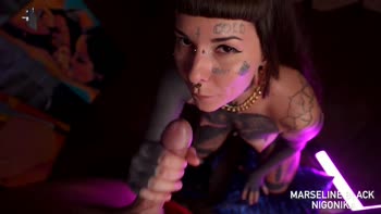 Marseline Black's Sizzling Blowjob in Pink Haze