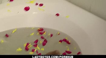 Tempting Teen (18+) Ladyboy Teases in Colorful Bikini before a Sizzling Cumshot