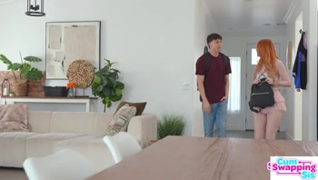 Britt Blair & Scarlet Skies Caught Scissoring By Stepbro Include him im Their Pussy Pleasure Party
