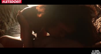 Ebony has beach sex with blonde teen (18+)