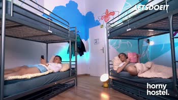 Aria Logan & Scarlett Johnson: Steamy Hostel Romance with Big Cock