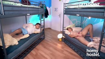Aria Logan & Scarlett Johnson: Steamy Hostel Romance with Big Cock