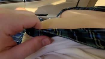 Uniform Temptation: Touching Big Tits in Public