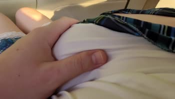 Uniform Temptation: Touching Big Tits in Public
