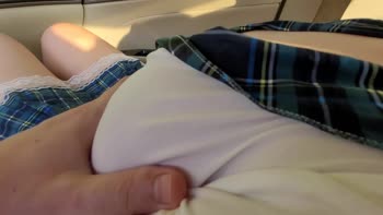 Uniform Temptation: Touching Big Tits in Public