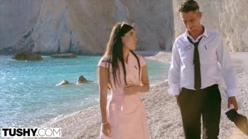 Stefany's Beachside Anal Delight: Petite Brunette's Steamy Fuck
