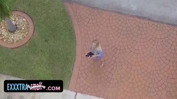 Teen (18+) Blue's Big Cock Adventure: Petite Blonde's POV Blowjob & Creampie