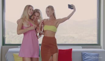 Nancy A Joins Blonde Threesome with Lily Bella & Freya Mayer