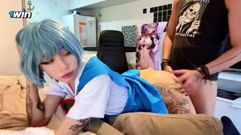 QroZne's Rei Ayanami Evangelion Cosplay Gets Rough in Brazilian Big Ass Intercourse