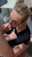 Blonde Bombshell's Express Blowjob Ends in a Cum-Filled Smile