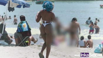 Angela Evano's Sultry Beach Seduction: Blonde & Ebony Latina Delivers Hot Big Tits & Ass
