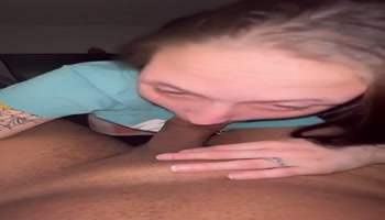 Pretty Brunette White Girl Sucking and Deepthroating BBC