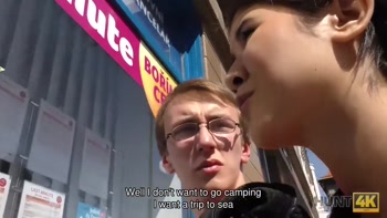 HUNT4K. Cutie gives man her mouth and pussy for a summer vacation