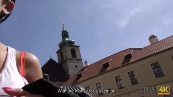 HUNT4K. Cutie gives man her mouth and pussy for a summer vacation