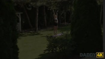 DADDY4K. Young skinny girl was so nice so she showed her boyfriend's Daddy what the real deepthroat is