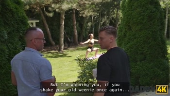 DADDY4K. Young skinny girl was so nice so she showed her boyfriend's Daddy what the real deepthroat is