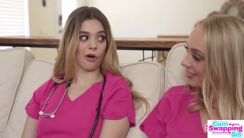 Hot Nurses Molly Little & Braylin Bailey Double Team Stepbro's Dick For Pulsating CumLoad