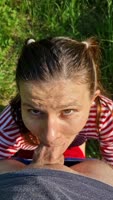 GrustinaNectaria's Russian Summer Sensation: Big Dick Blowjob in Nature