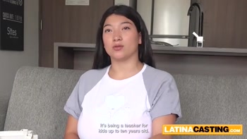 Latin Babe's Massive Tits POV Blowjob & Deepthroat in Fake Job Audition
