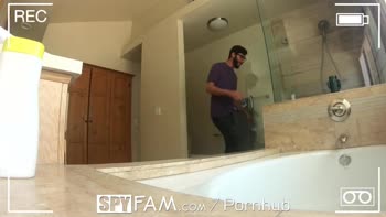 SPYFAM Stealthy Step bro SPIES on masturbating step sister