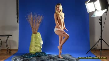 Blonde Virgin Teen (18+) Polina's Shy Masturbation