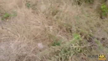 HUNT4K. Graceful brunette gives blowjob and gets banged for cash