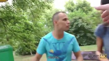 HUNT4K. Graceful brunette gives blowjob and gets banged for cash