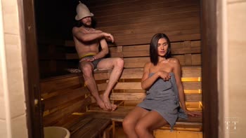 Jadilica's Sauna Surprise: A Teen (18+) Brunette's Steamy First Time
