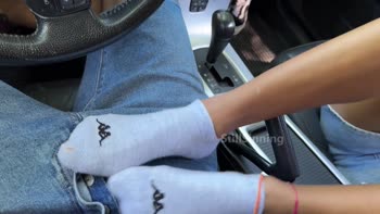 StillSinning's Sockjob Surprise: Cum on Feet in Public