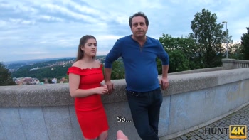 HUNT4K. Bad girl earns a lot of cash with her sexy body in front of her