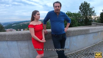 HUNT4K. Bad girl earns a lot of cash with her sexy body in front of her