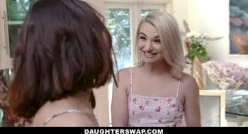 Stevie Grey and Aria Lee Get Shared by Their Step Dads