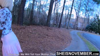 Msnovember's Ebony Temptress: Husband's Cheating Cumshot Down Her Curvy Ass