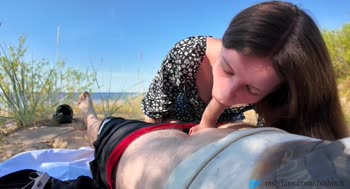 NikaBunny69's Beachside Blowjob Bonanza: Sucking Dick & Swallowing Cum
