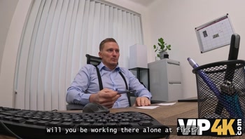 Blonde Takes Off her Panties in front of her Loan Officer