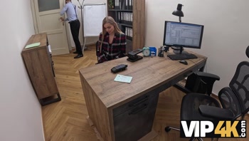 Blonde Takes Off her Panties in front of her Loan Officer