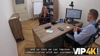 Blonde Takes Off her Panties in front of her Loan Officer