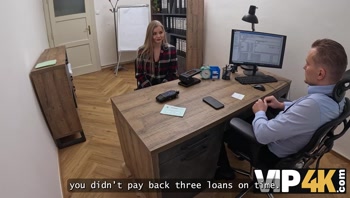 Blonde Takes Off her Panties in front of her Loan Officer
