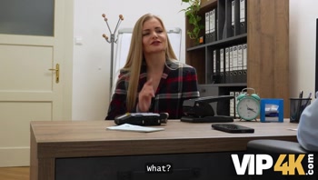 Blonde Takes Off her Panties in front of her Loan Officer