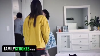 FamilyStrokes - Busty Stepmom Pounds Disobedient Stepdaughter While StepDaddy Drills Her Milf Twat