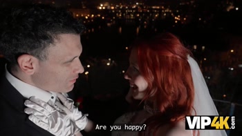 VIP4K. A Naughty Redheaded bride filmed a Homemade Porn video with her Husband right after the Wedding