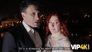 VIP4K. A Naughty Redheaded bride filmed a Homemade Porn video with her Husband right after the Wedding
