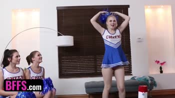 Megan Sage, Lily Rader & Riley Mae's Cheerleading Orgy: BFFs Get Wild