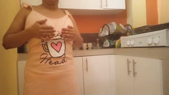 Lapotracaliente's Step Fantasy: Busty Stepmom Masturbates in Kitchen