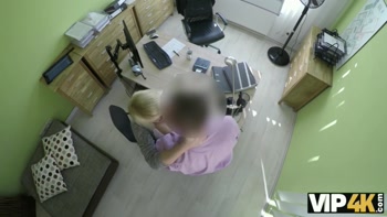 VIP4K. Magnificent lass swallows cock and gets banged in office