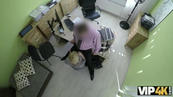 VIP4K. Magnificent lass swallows cock and gets banged in office