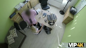 VIP4K. Magnificent lass swallows cock and gets banged in office
