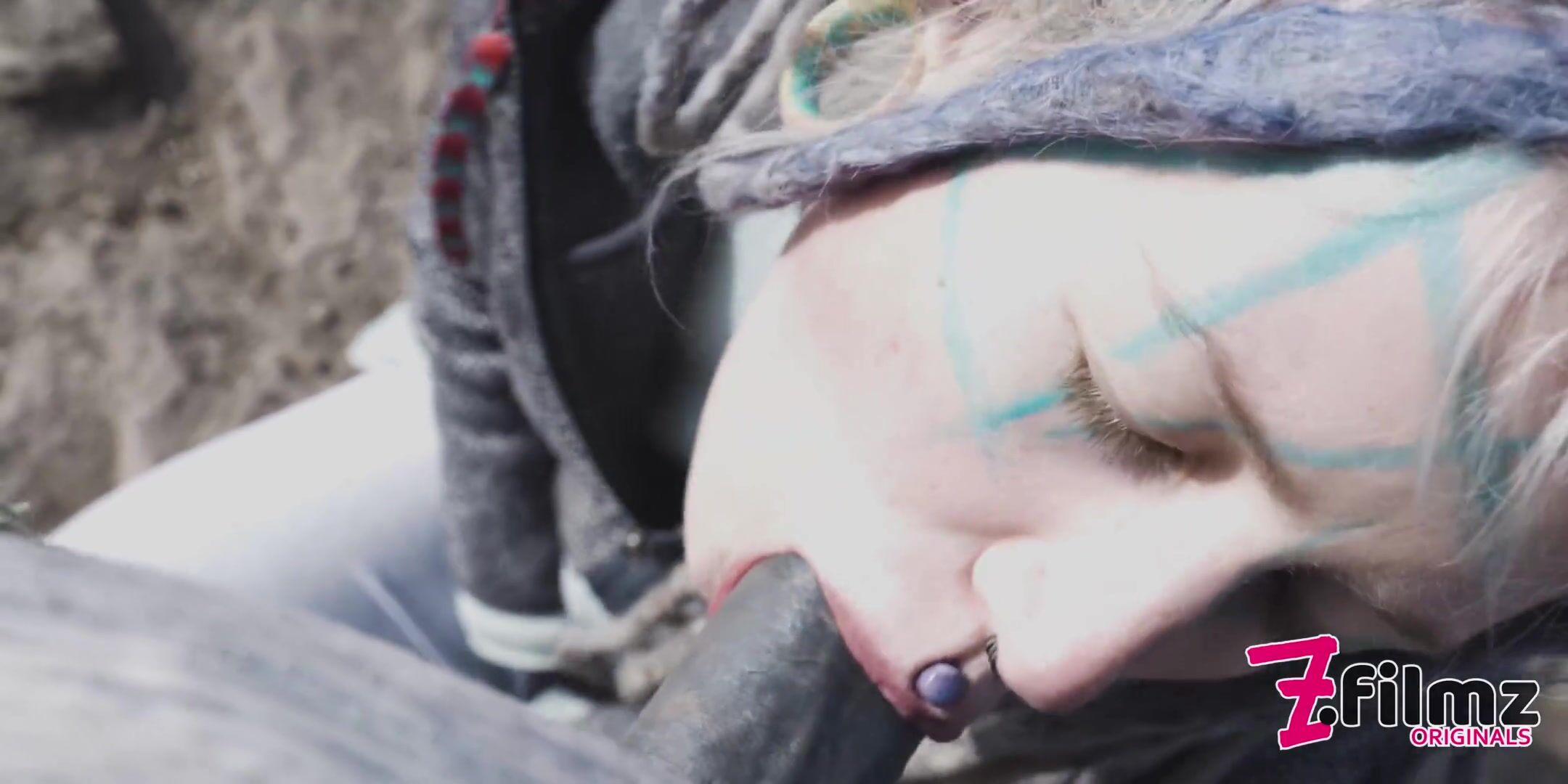 Tattoo Couple get Catched while having Sex on a Ruine - Pov, Split Tounge Bj, Punk, Goth